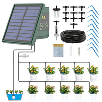 Solar Drip Irrigation System for Garden, 30 Timing Modes Automatic Drip Irrigation Kit Supports 10 Indoor and Outdoor Plants
