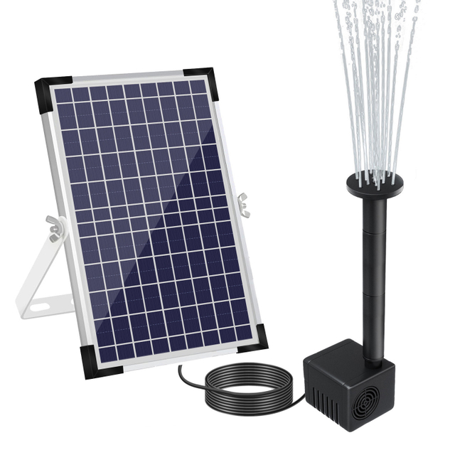 10W Solar Water Pump Kit Mushroom Blossom Spray Heads for Pond Pool Garden Patio Hydroponics Fountain