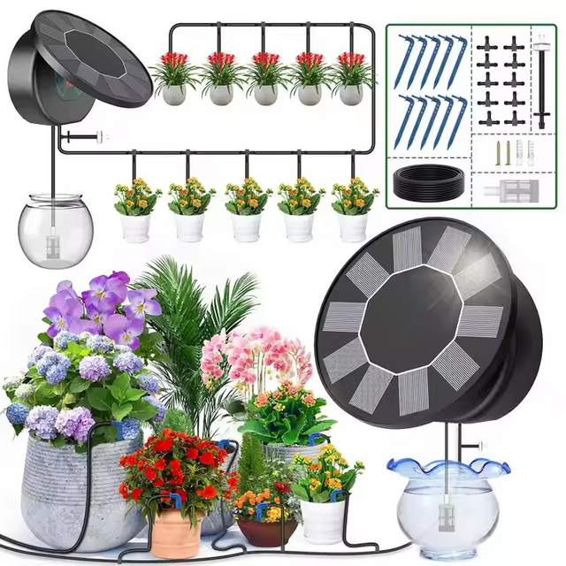  Latest DIY Solar Irrigation System Kit with Automatic Water Timer for ,Balcony,Greenhouse,Garden Drip Watering Irrigation