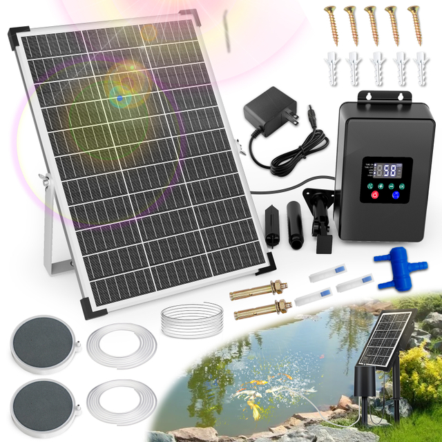30W Solar Aerator for Pond With Built-in 8800mAh Battery Backup Working Time up 11-22 Hours for Fish Pond Stock Tank Hydroponics