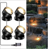 IP68 Waterproof 4-in-1 Warm White LED Underwater Pond Lights, 4 Head Lamps for Garden, Patio, Fountain, Pool, Waterfall Decor