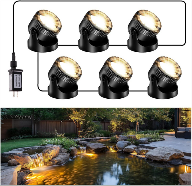 Outdoor Landscape Lights Warm White 3000k Ip68 Waterproof Spotlight Decorative Garden for Garden Fountains, Pools or Waterfalls