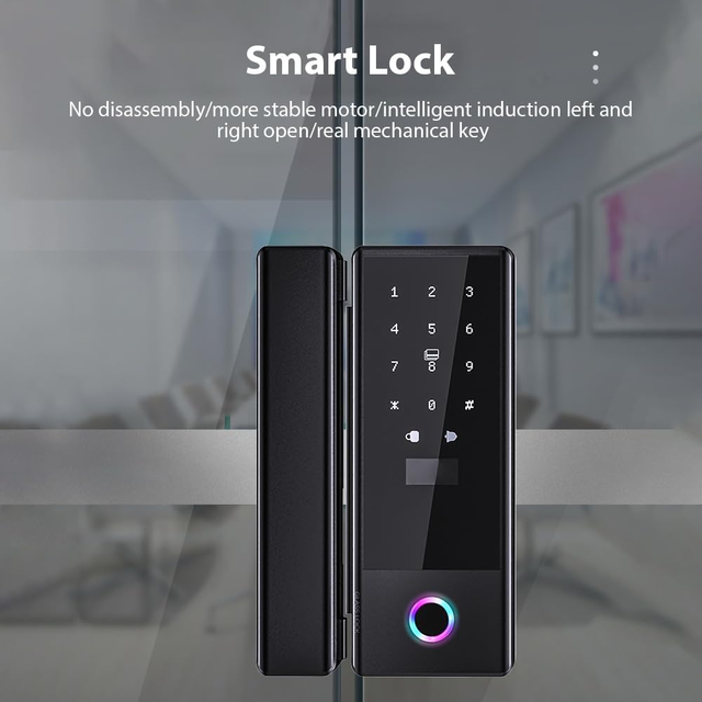 Double Door Lock Glass Door Smart Lock WiFi Remote Control Fingerprint Password IC Card Mechanical Key Aluminum Alloy Security